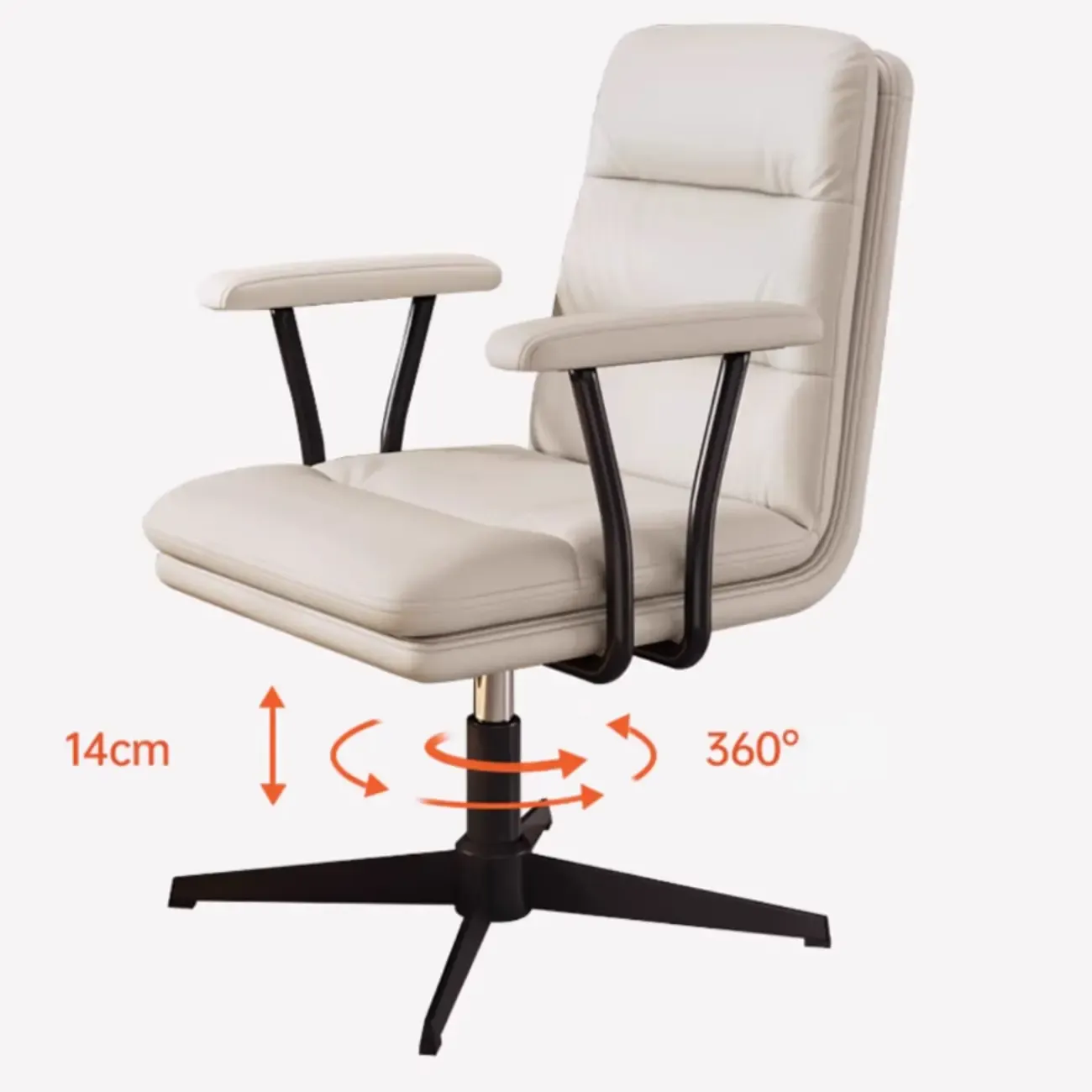 Elegant White Leather Ergonomic Swivel Office Chair