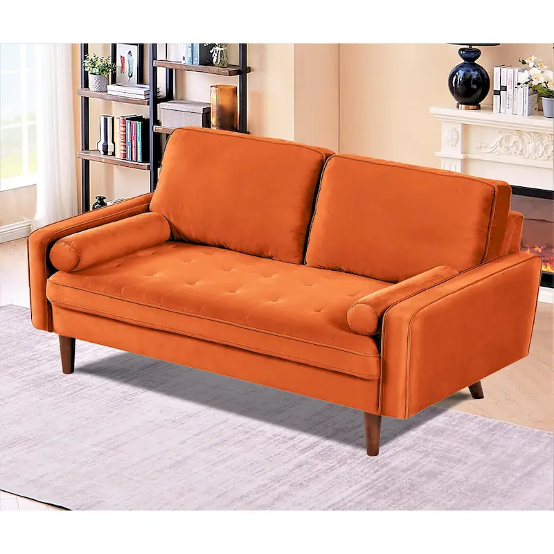 Monahan 58W Wood Frame Velvet Tufted Sofa