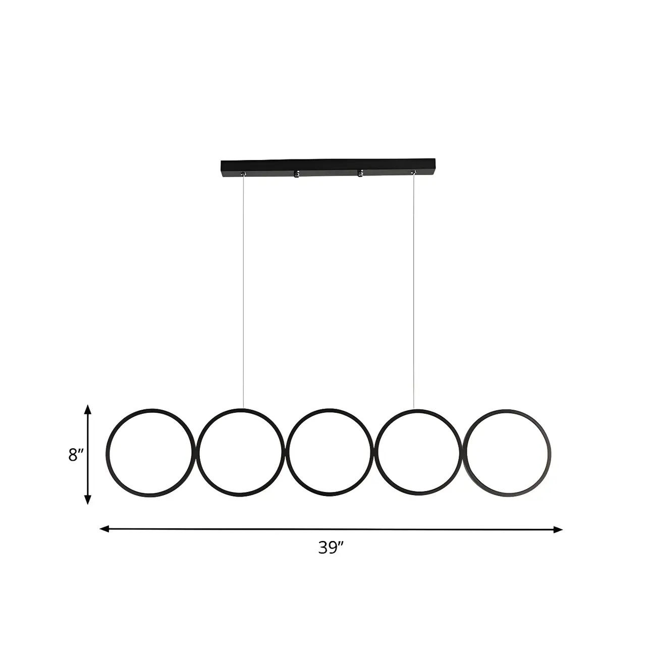 5-Light Modern Black Large Ring Island Pendant Light