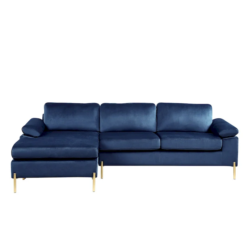 L-Shaped 3-Seater Velvet Combination Sofa with Recliner