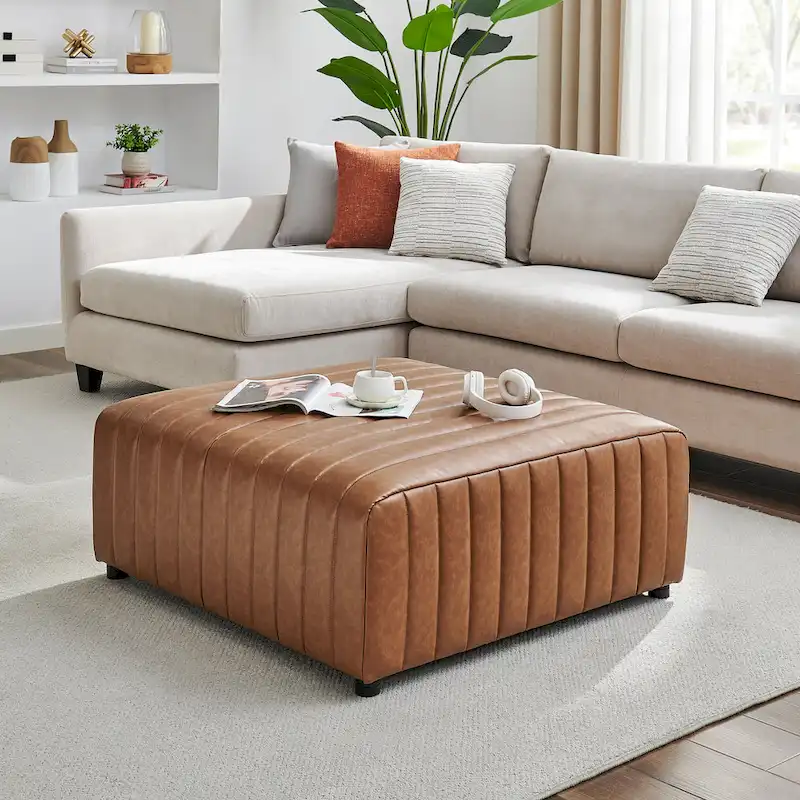 Harland Faux Leather Square Coffee Table/Ottoman