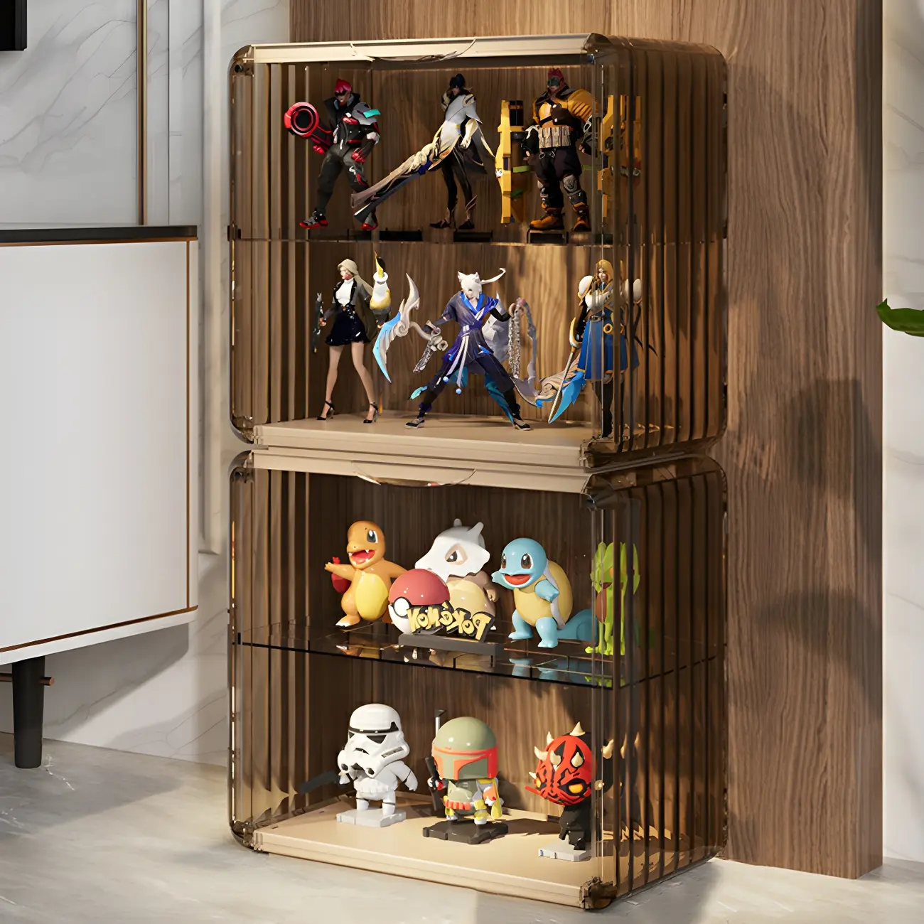 Living Room Stackable Clear Acrylic Display Cabinet