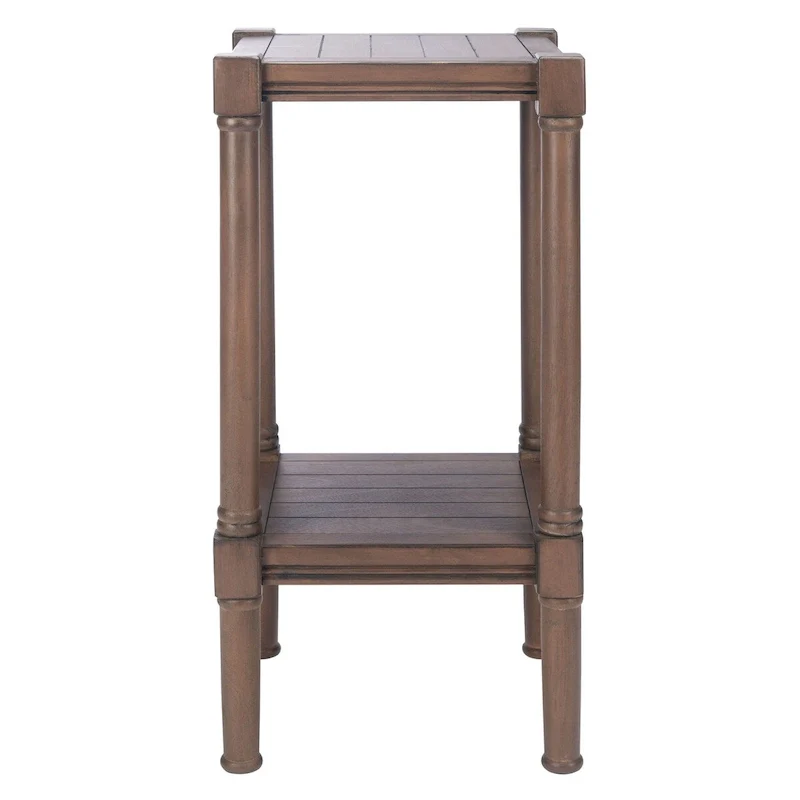 Brown / Black / Distressed White Square Accent Side Table for 1