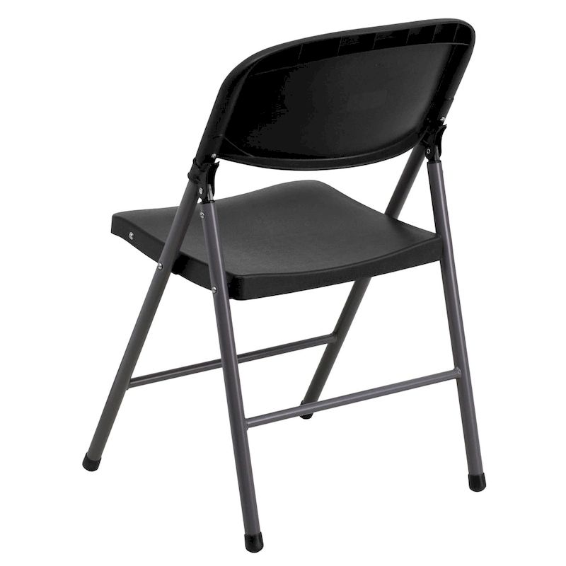 2 PK 330 lb. Capacity Plastic Folding Chair with Charcoal Frame