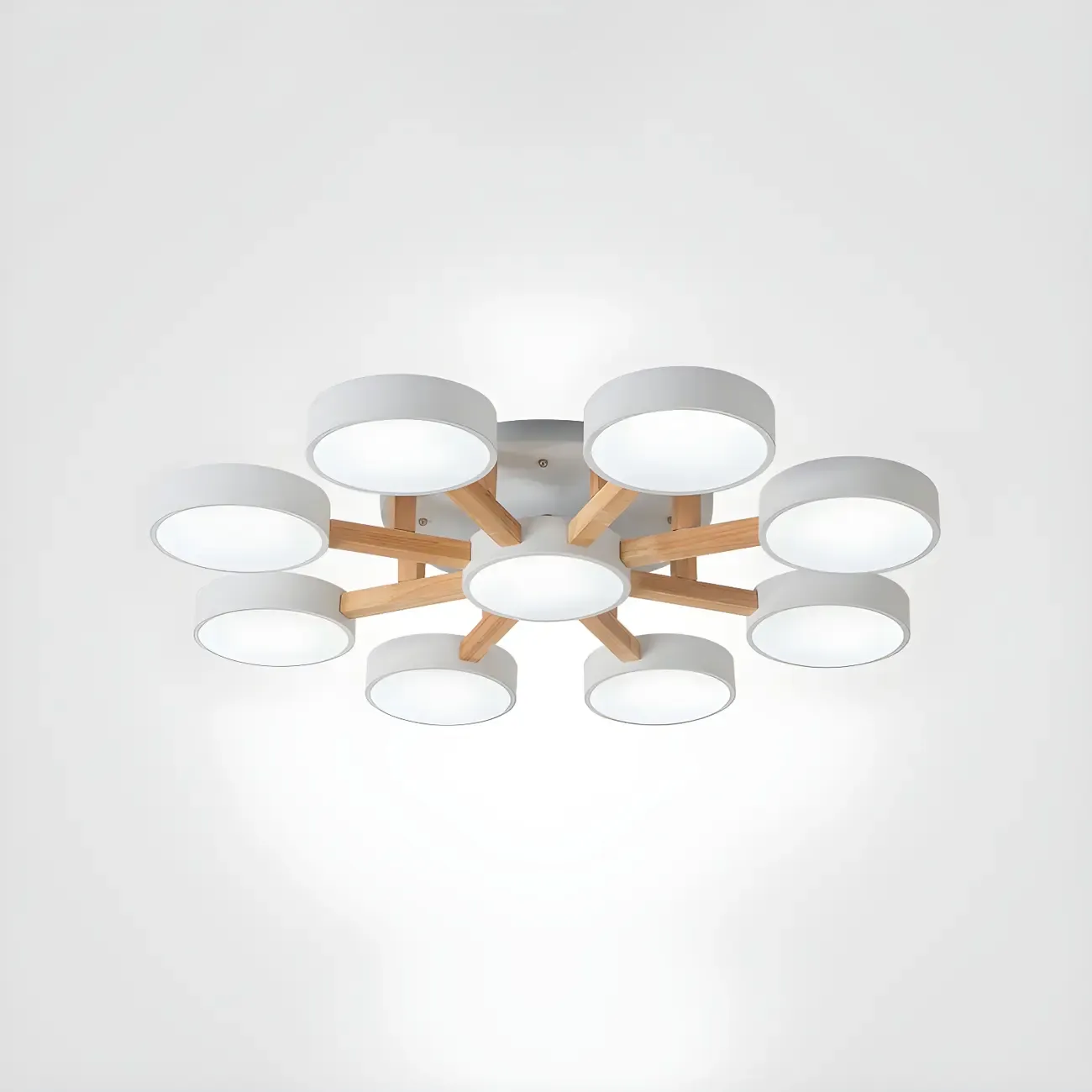 Green Drum Shade Semi Flush Ceiling Light 3-Gear Dimming