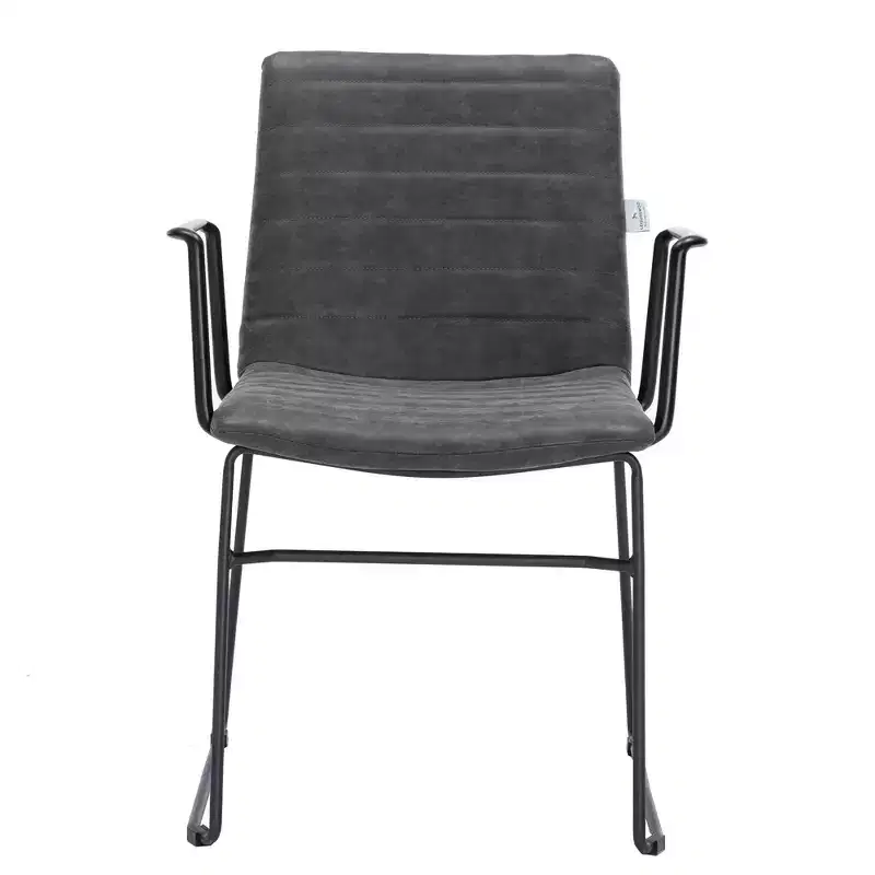 LeisureMod Ergonomic Office Chair Upholstered in Leather/Polyester with Powder-Coated Stainless Steel Frame Padded Seat and Back Zylar Collection