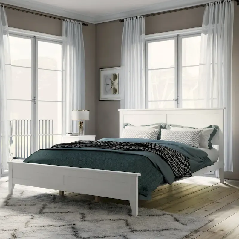 Solid Wood Platform Bed with Headboard