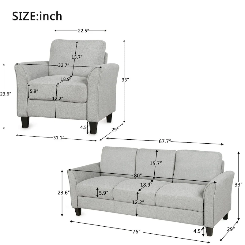 Living Room Furniture Chair And 3-Seat Sofa
