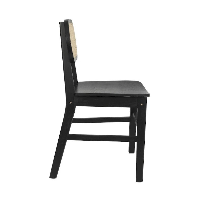 Woven Back Wood Framed Cane Rattan Chairs with Wood Seats - 2 Pack