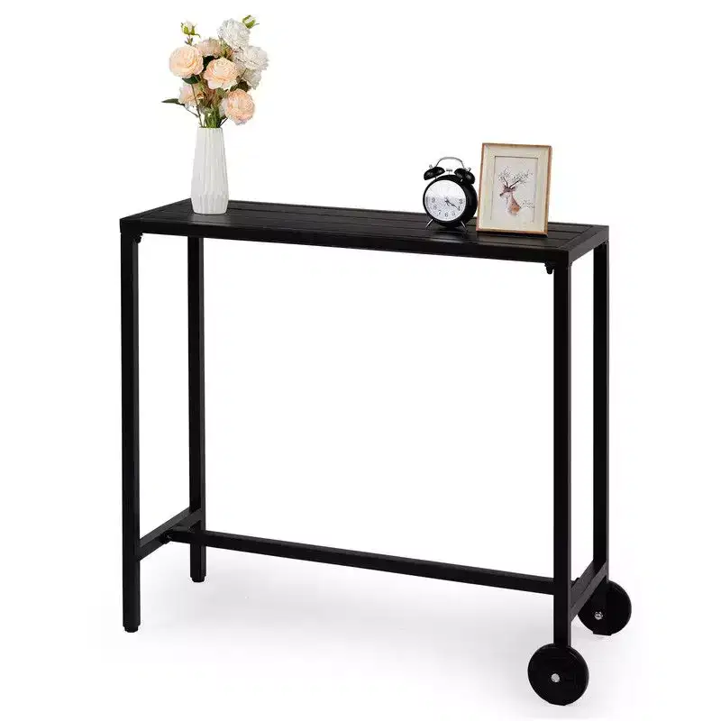 Karl Home Rectangle Outdoor Bar Table With Wheels