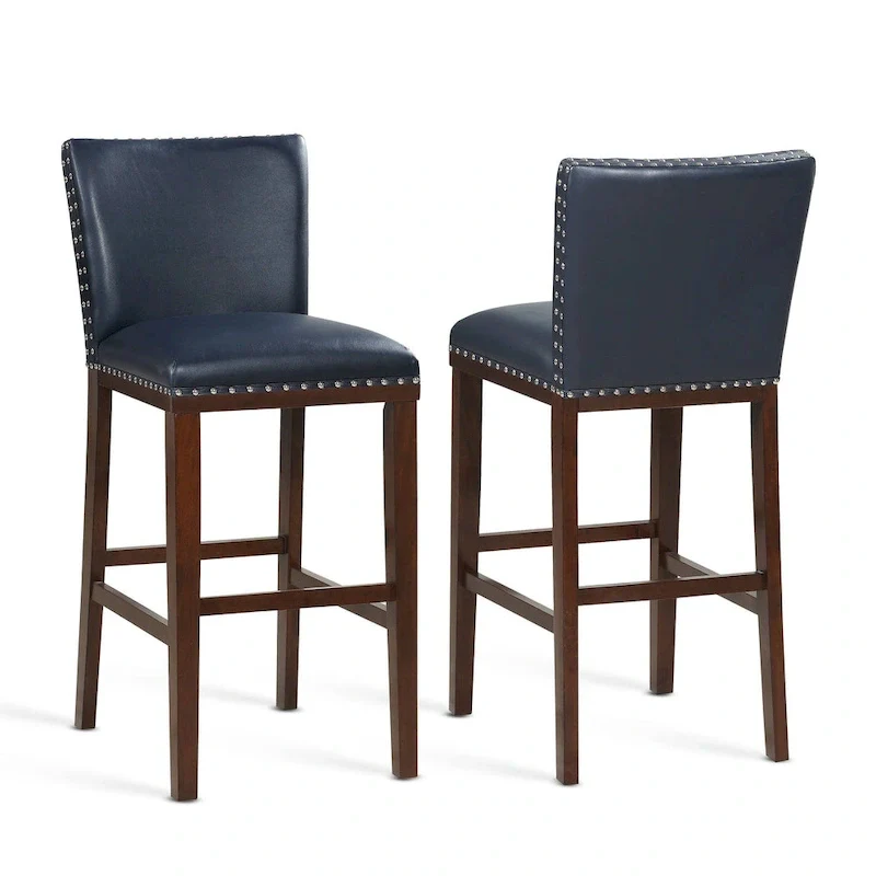Toledo Wood and Faux Leather Bar Stools (Set of 2)
