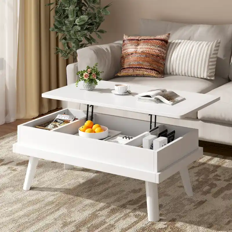 Futzca Wood Coffee Table with Hidden Compartment