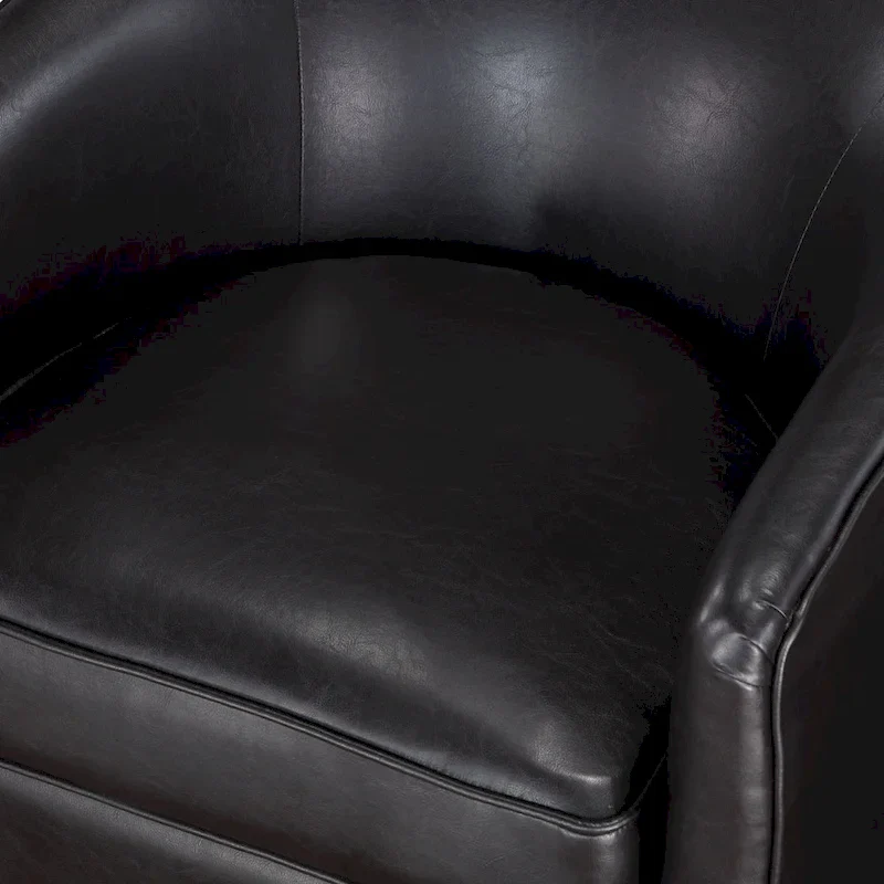 Ingram Faux Leather Wood Base Barrel Swivel Chair by Greyson Living