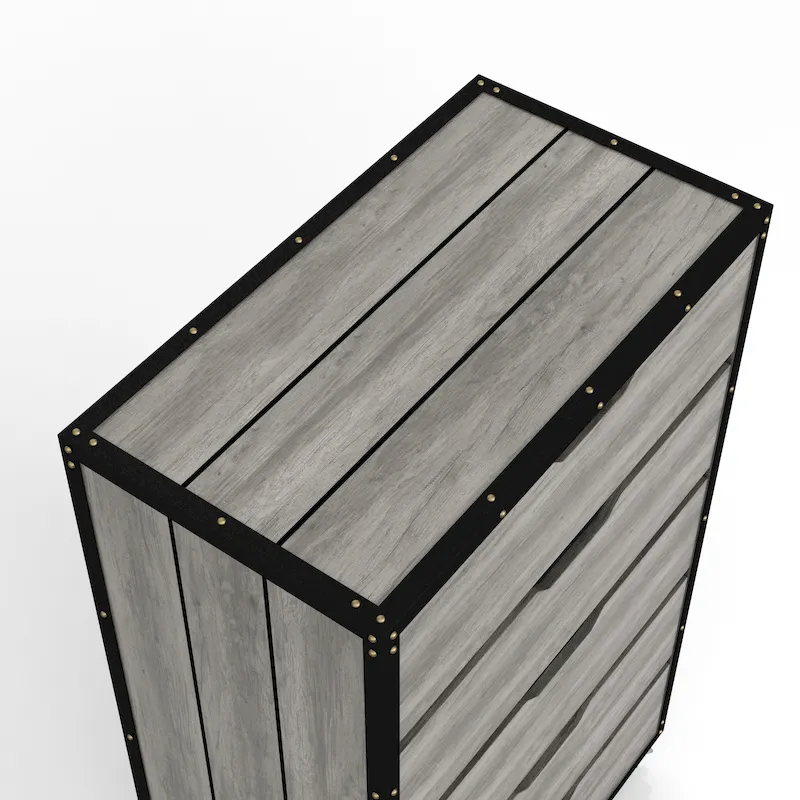 Samuels Industrial Vintage Grey Oak 31-inch Wide 5-Drawer Mobile VerticalDresser