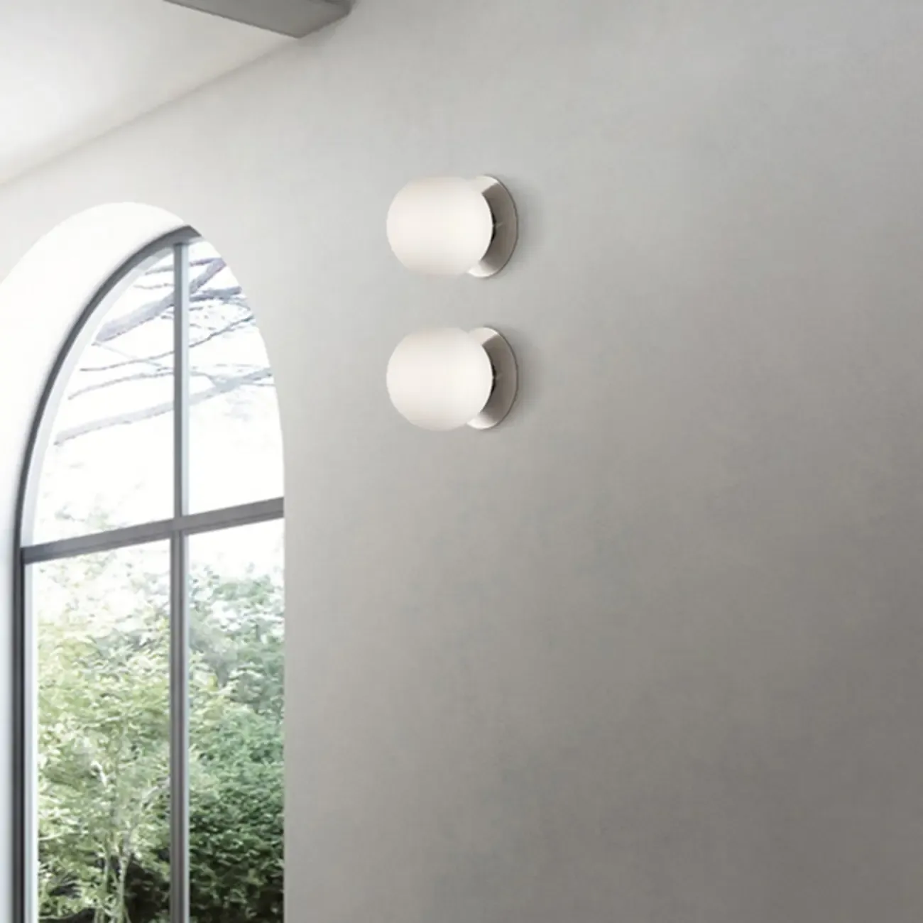Modern Frosted Glass White Globe Round Wall Sconce
