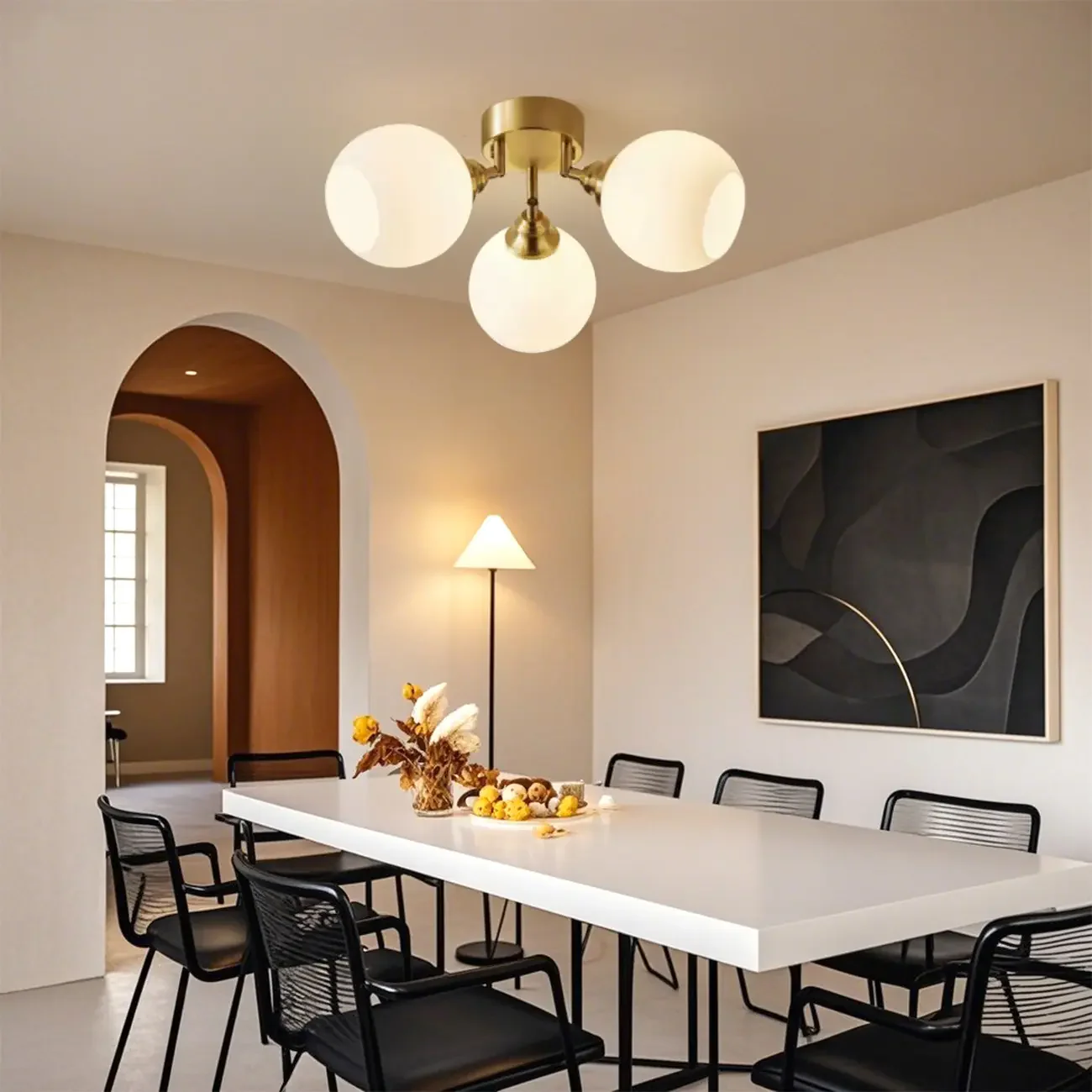 Modern Globe Semi Flush Mount Ceiling Light for Bedroom