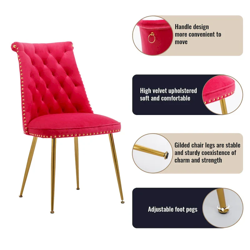 7-Piece Clihome Marble Dining Table with Velvet Chair Dining Chair