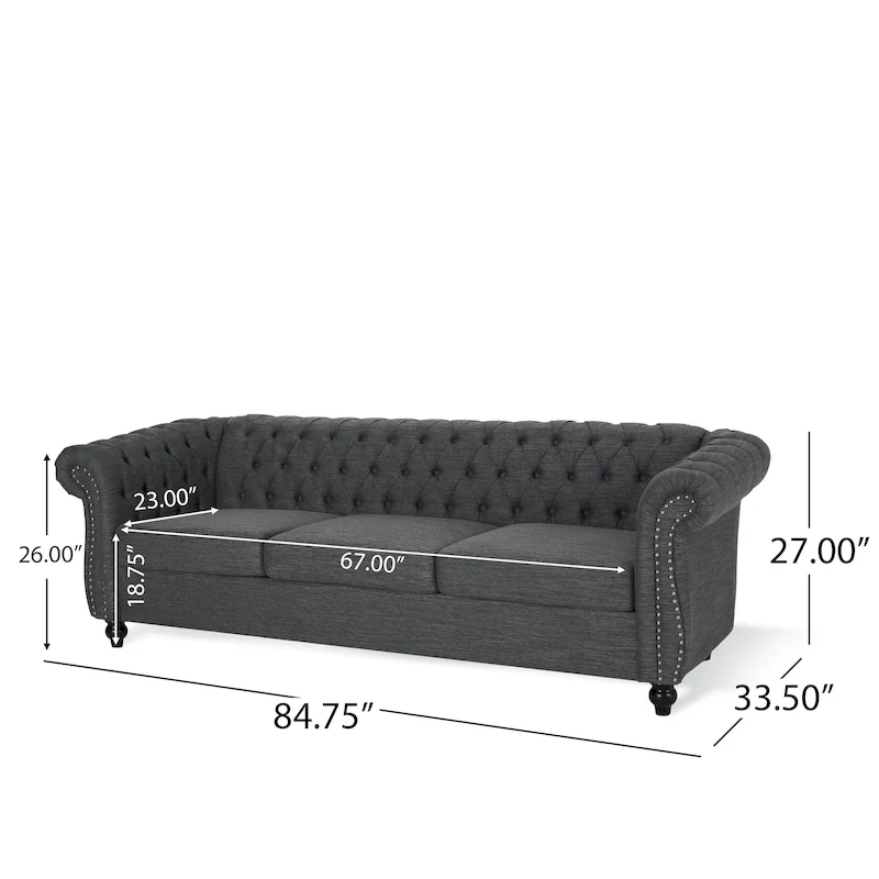 Tufted Chesterfield 3-Seat Sofa
