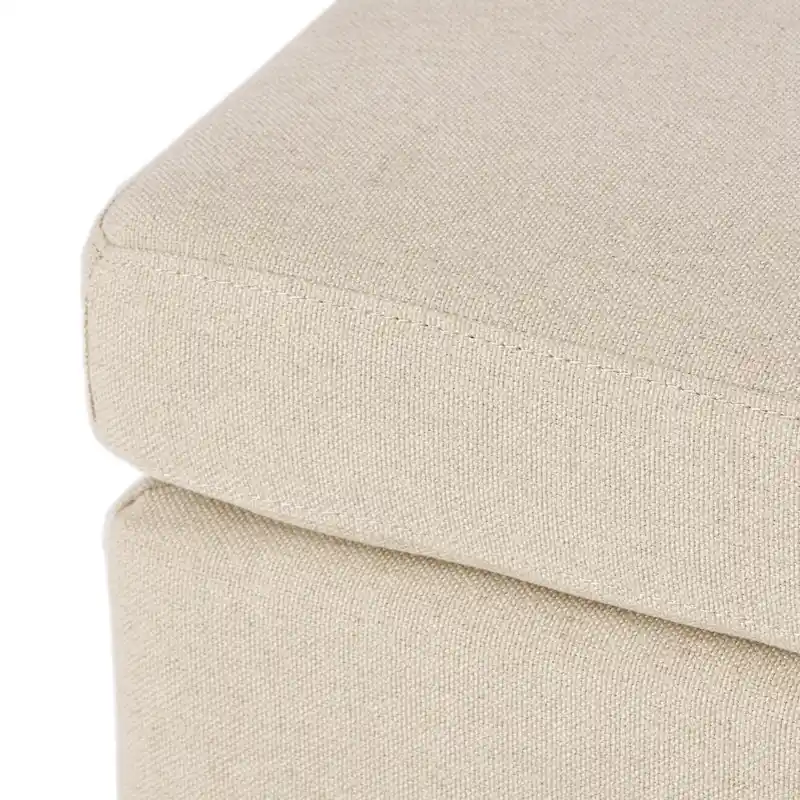 Upholstered Fabric Ottoman with Birch Wood Legs