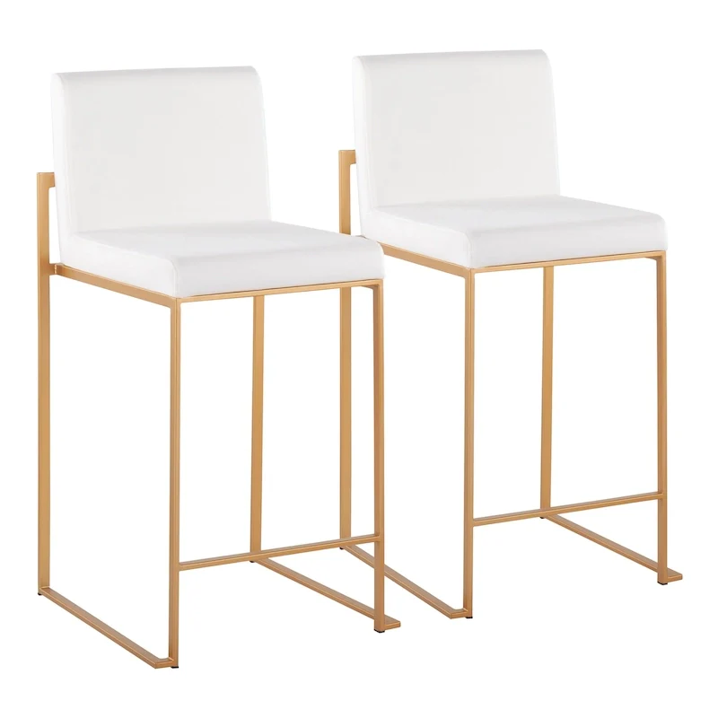 Black/Grey/White High Back Upholstered Counter Stool, Set of 2, 1-Person
