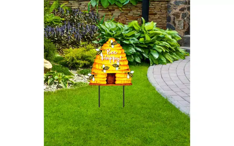 Briarwood Lane Summer Metal Art 26x17 Bee Happy Hive For Summer Metal Art