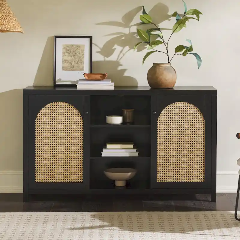 Middlebrook Designs 2-Door 58 inch Sideboard with Arched Rattan Panels