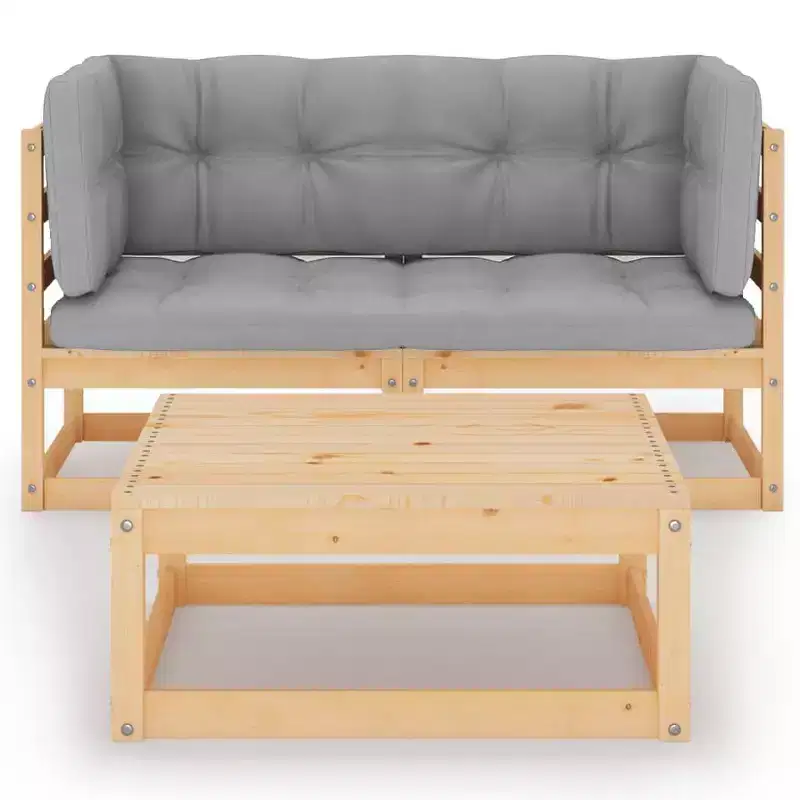 vidaXL Garden Lounge Set Solid pine wood, fabric (100% polyester)
