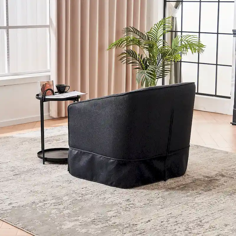 Swivel Barrel Chair With Ottoman, Swivel Accent Chairs Armchair, Reading Chairs, Round Barrel Chairs with Black Metal Base