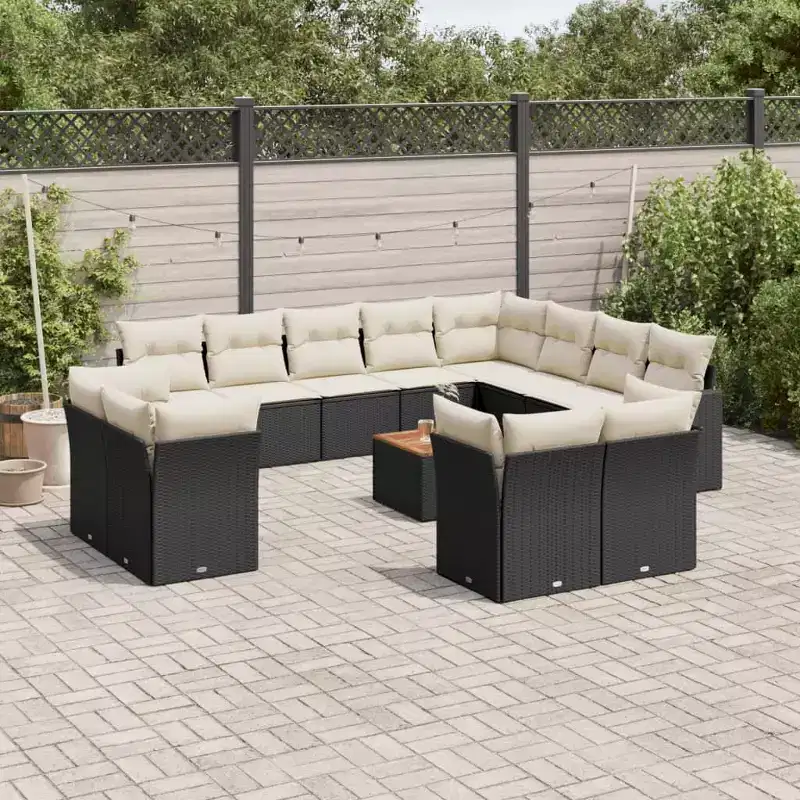 vidaXL 13 Piece Patio Sofa Set with Cushions Poly Rattan