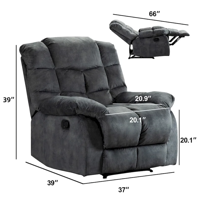Manual Ergonomic Overstuffed Recliner Chair