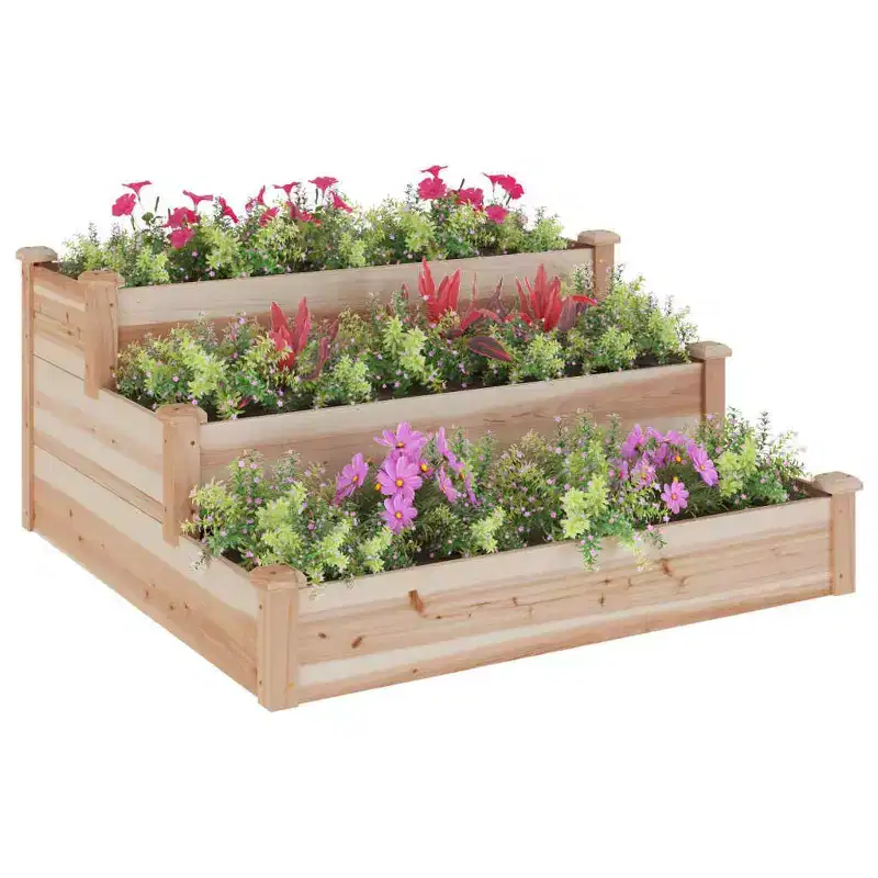 vidaXL Garden Raised Bed Strawberry Planter Vegetable Herb Bed Solid Wood Fir