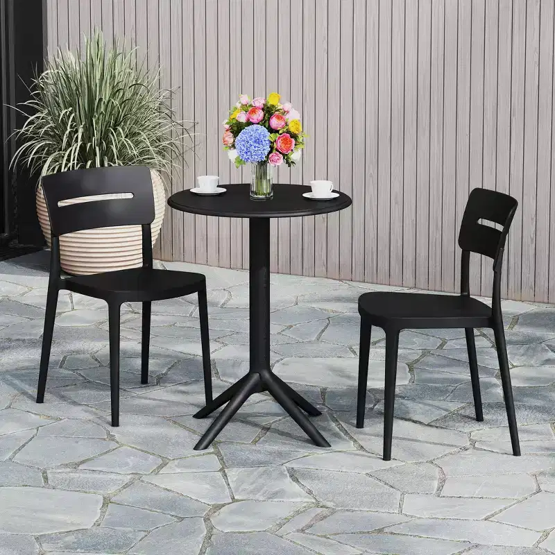 WestinTrends Playa 3-Piece Outdoor Resin Patio Bistro Set with Stackable Patio Dining Chairs