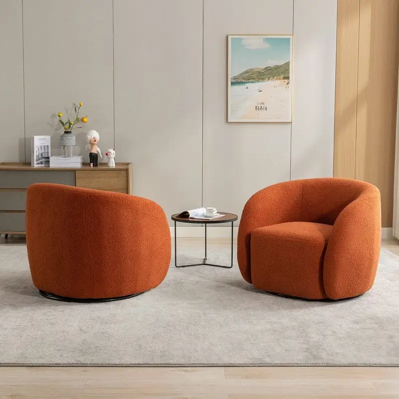 SEYNAR Modern Glam Upholstered 360 Degree Swivel Accent Armchair Set of 2