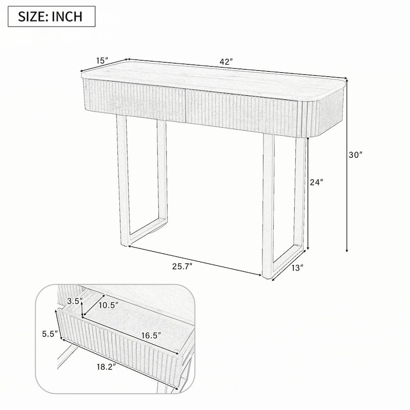 Solid Wood Entryway Table with Fluted Design,Honey and Black