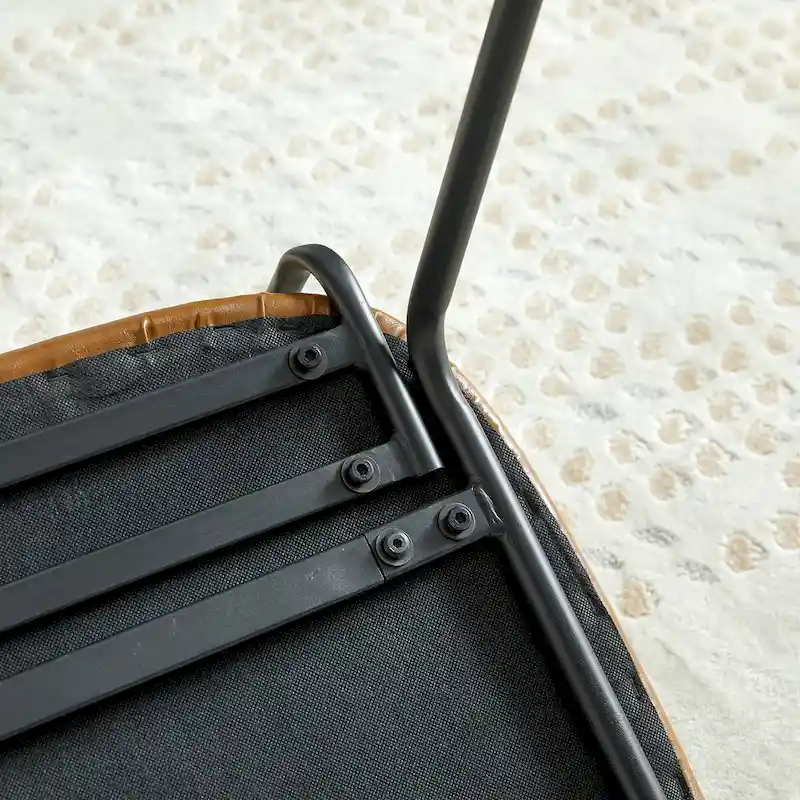 Modern Simple Leather Dining Chair with Metal Pipe and PP Back