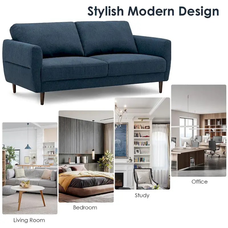 Gymax 72 Fabric Sofa Couch Living Room Small Apartment Furniture w/