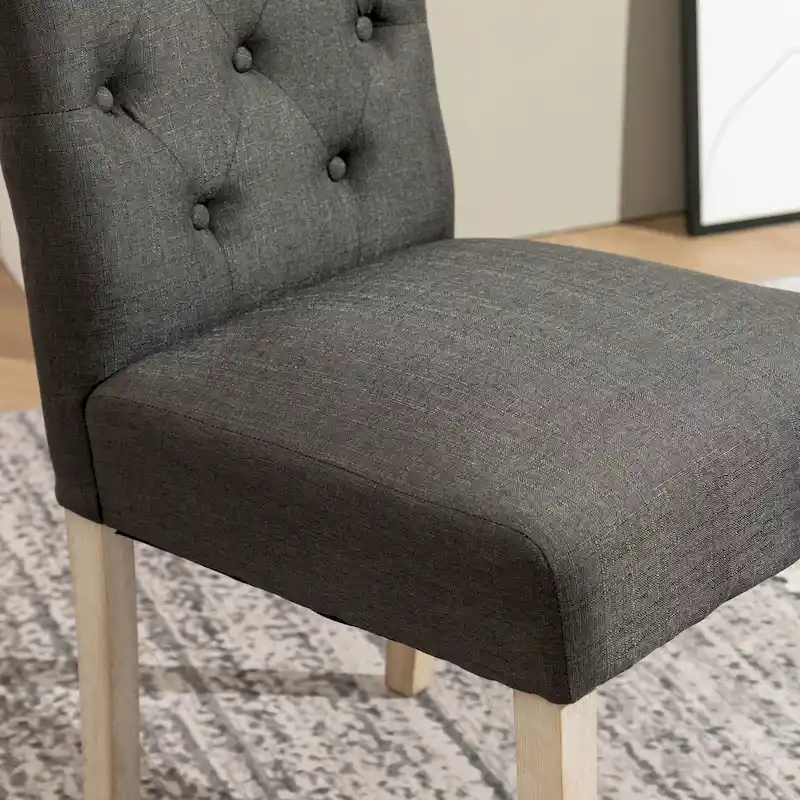 5 Piece Dining Table Set, Wooden Kitchen Furniture Set, Round Table with Cross-Buck Pedestal Base and 4 Tufted Chairs