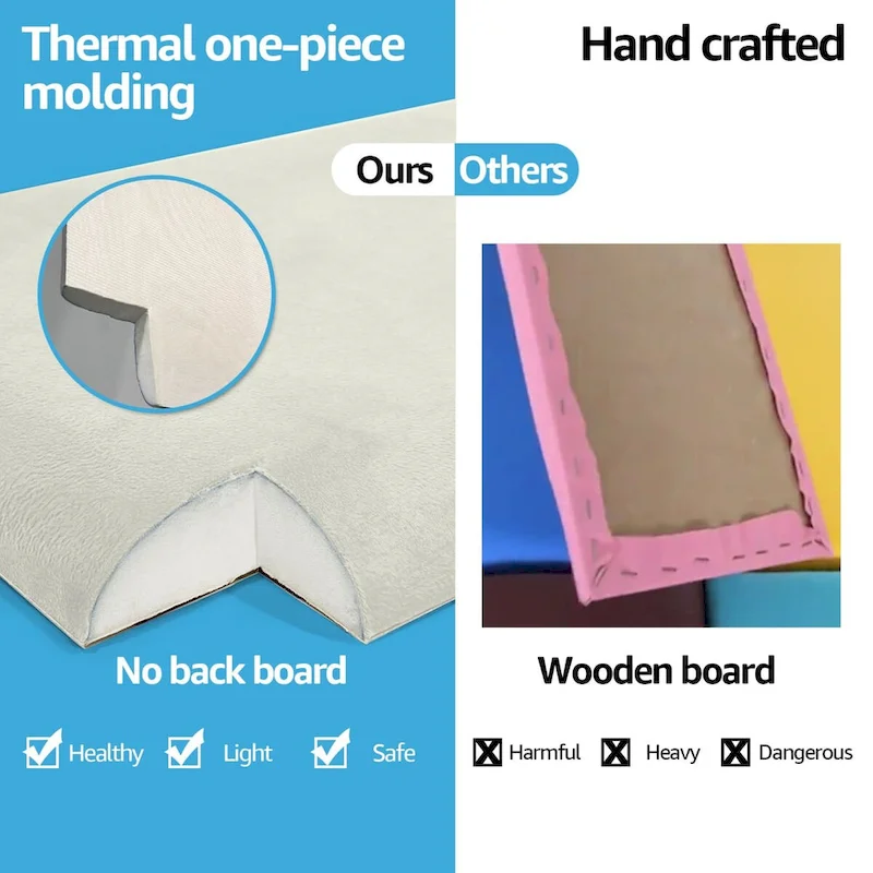 Art3d 9.84 x 23.62 Peel and Stick Headboard,Pack of 12, 3D Soundproof Wall Panels, Upholstered Wall Panel