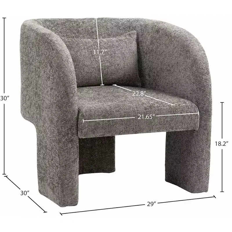 Grey / Navy Chenille Fabric Accent Chair with Arms – Seats 1