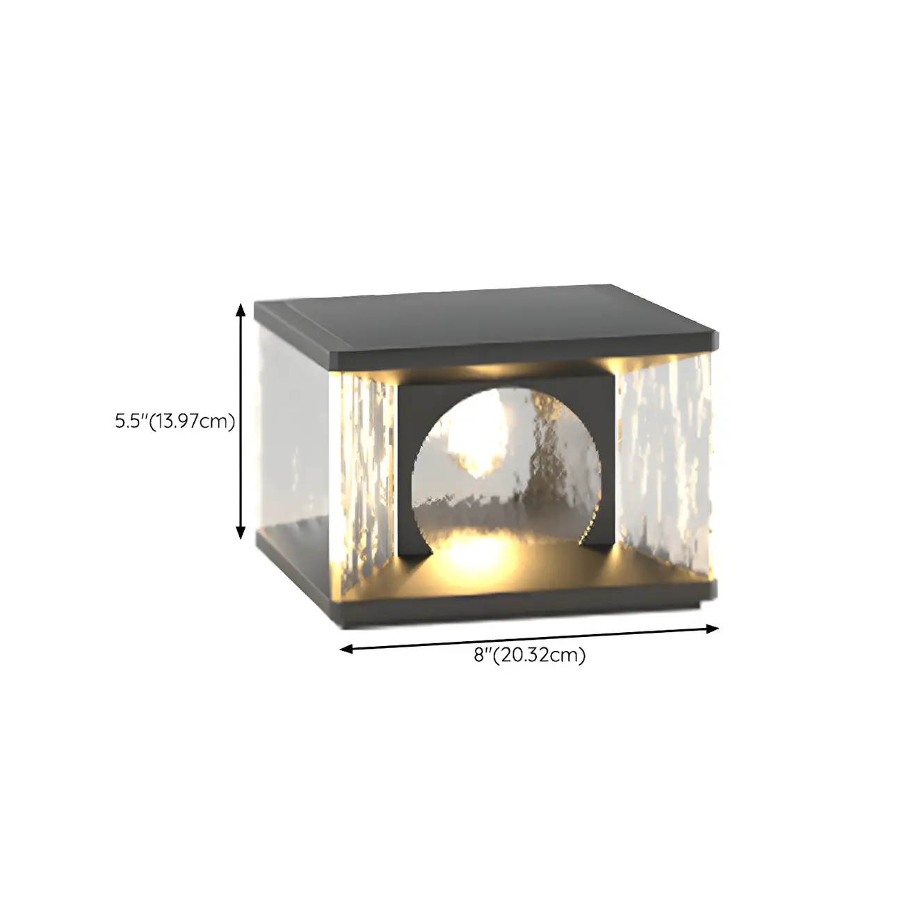 Black Metal Clear Glass Square Wired Post Cap Light