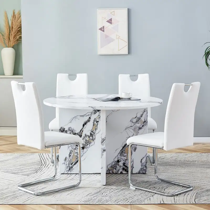 Round Dining Table with 4 Chairs