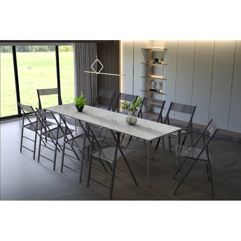 Modern Acrylic Foldable Dining Chair with Sturdy Chrome Frame — Indoor & Outdoor