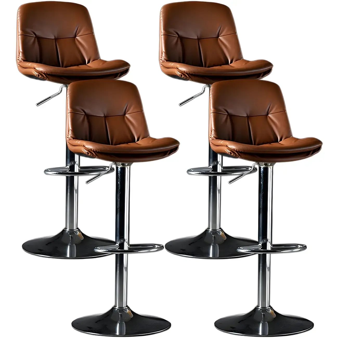 Adjustable Leather Low Back Swivel Bar Stool