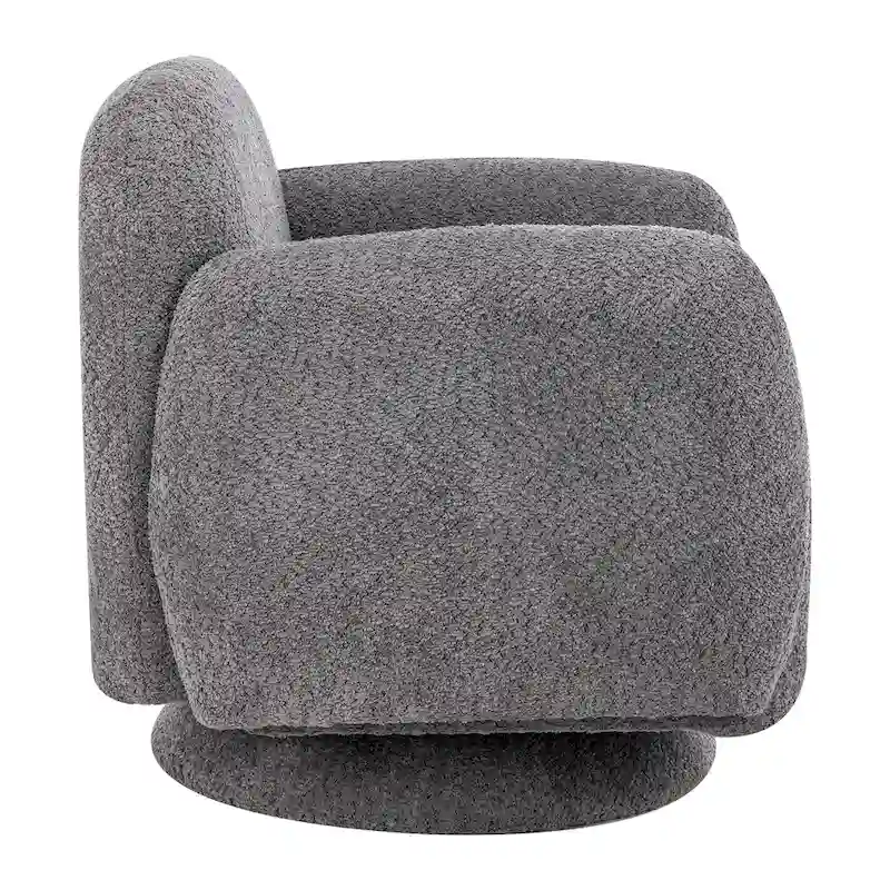Boucle Upholstered Swivel Accent Barrel Chair with Armrest, Set of 1