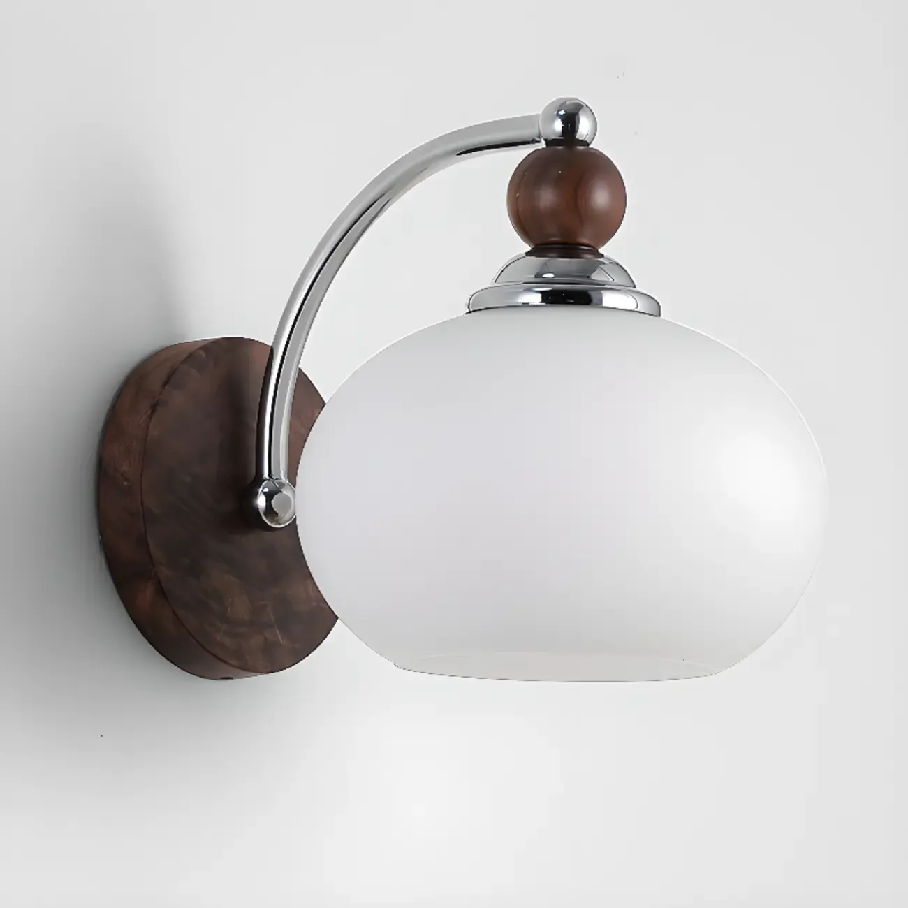 Milk Glass Drum Down Wall Sconce with Lumber and Metal Fixture
