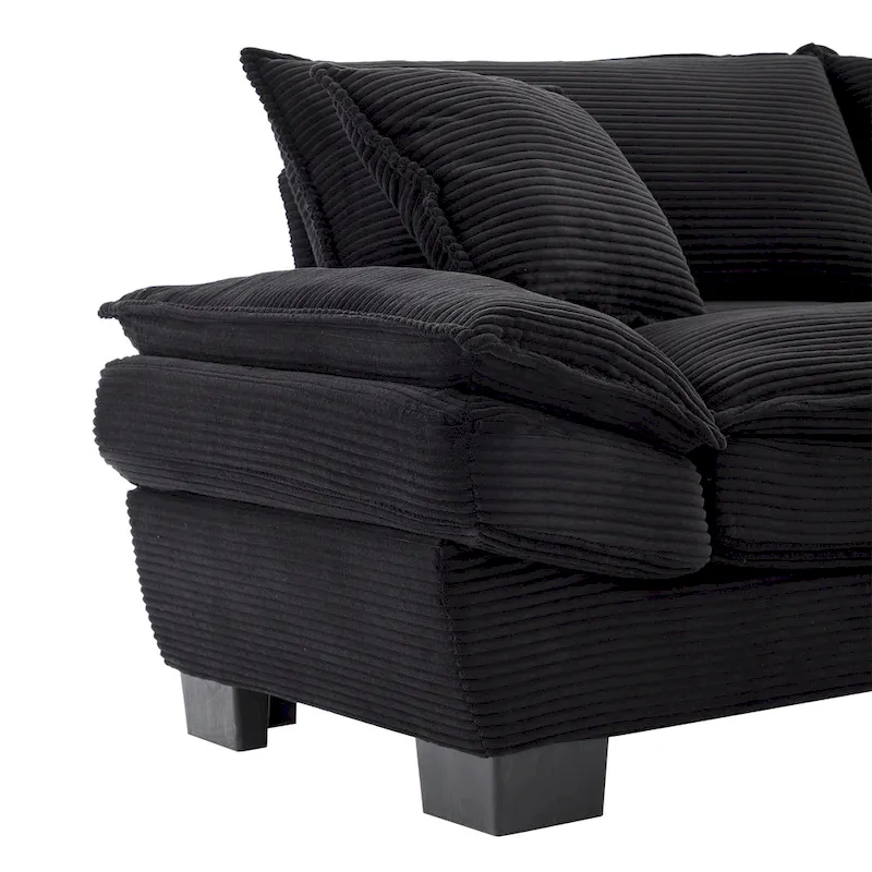 65.5 Upholstered 3-Seater Sofa Couch with Two Pillows and Sturdy Construction