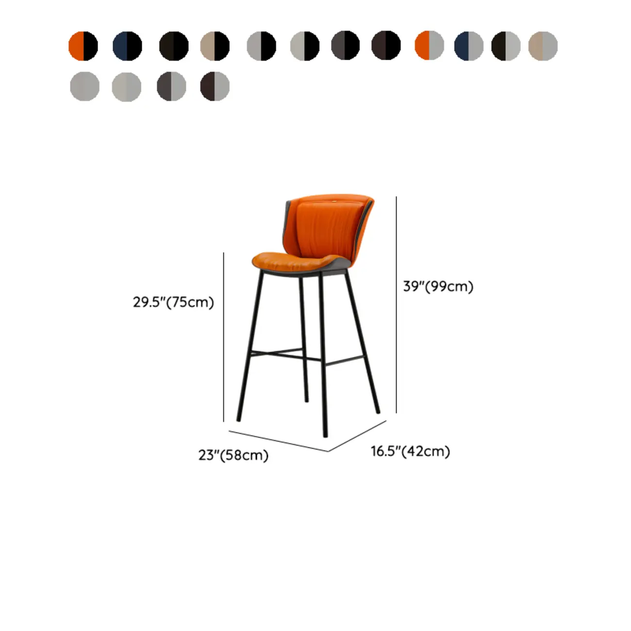 Modern Luxury Trapezoid Cushion Microfiber Leather Carbon Steel Bar Stool