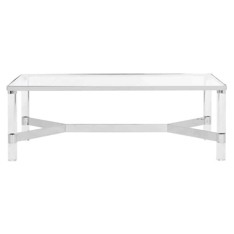 Glass and Acrylic Coffee Table with Chrome Frame - 47