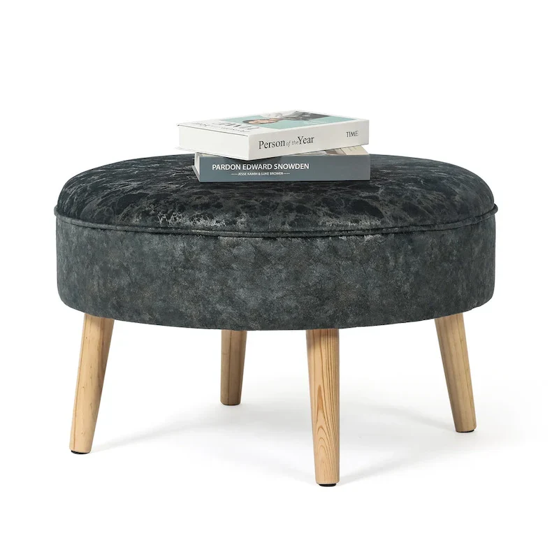 Adeco Carrington Juttersbo Round Tufted Fabric Ottoman
