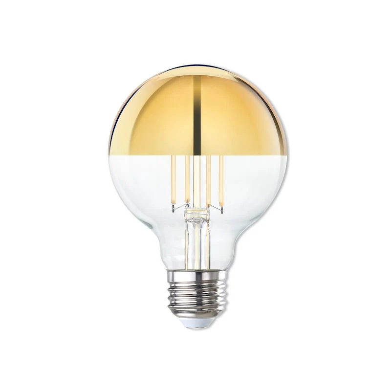 Bulbrite LED Filament Pack of (4) 4.5 Watt Dimmable G25 Light Bulb with Half Gold Glass Finish and Medium (E26) Base
